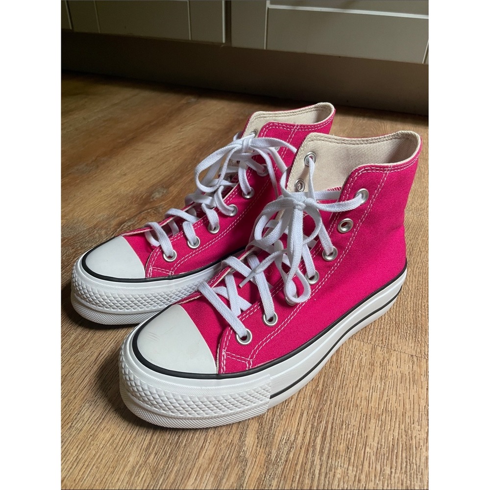 Converse Chuck Taylor All Star Lift Hi Canvas Platform Pink Women 6 Sneakers - Picture 9 of 10